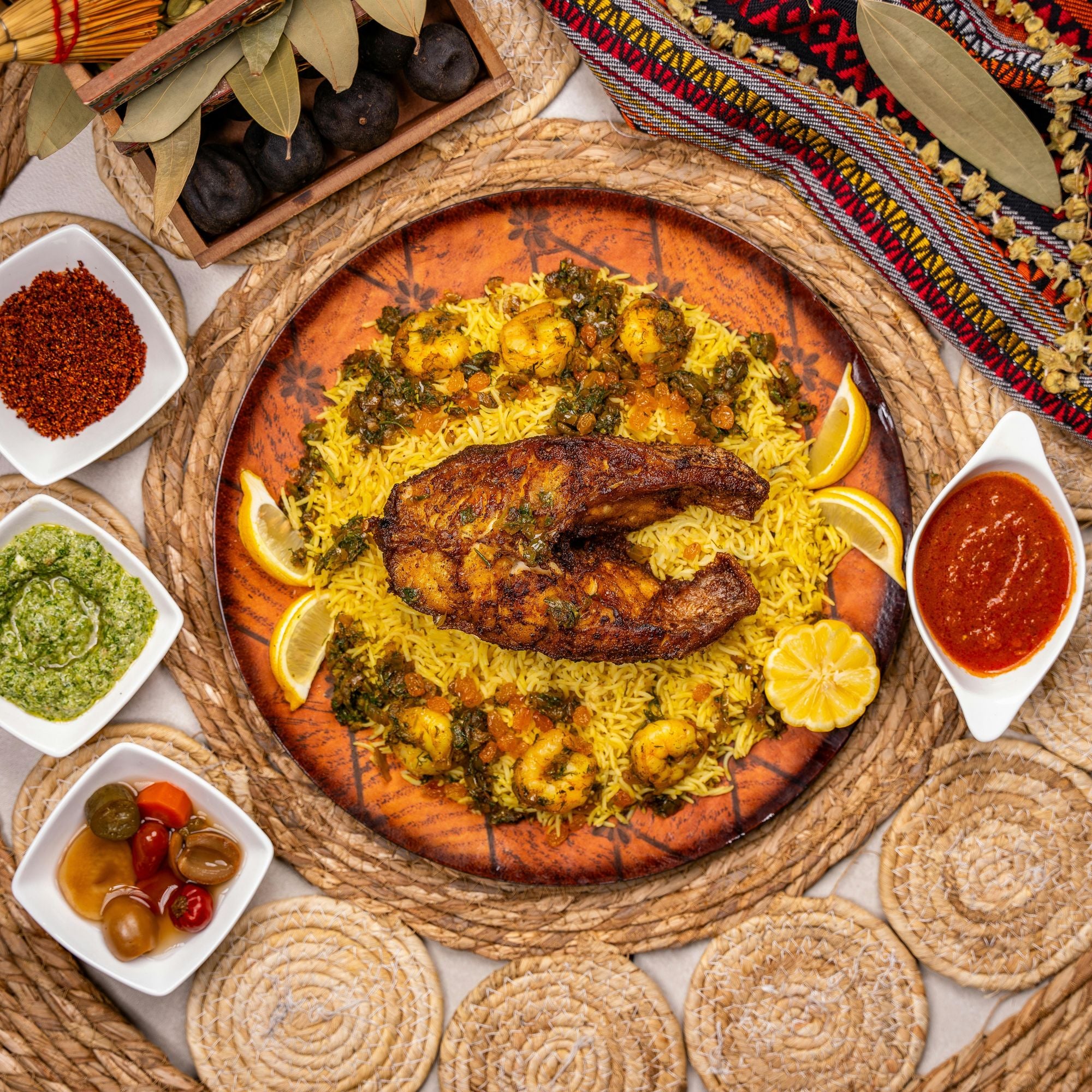 Fish Mandi, Mandi Samak, MIDDLE_EASTERN, Fish, Mandi, Arabic, Spicy, Rice, TRADITIONAL, SPICY, FAMILY, FESTIVE, LUNCH, DINNER, FISH, RICE_MEALS