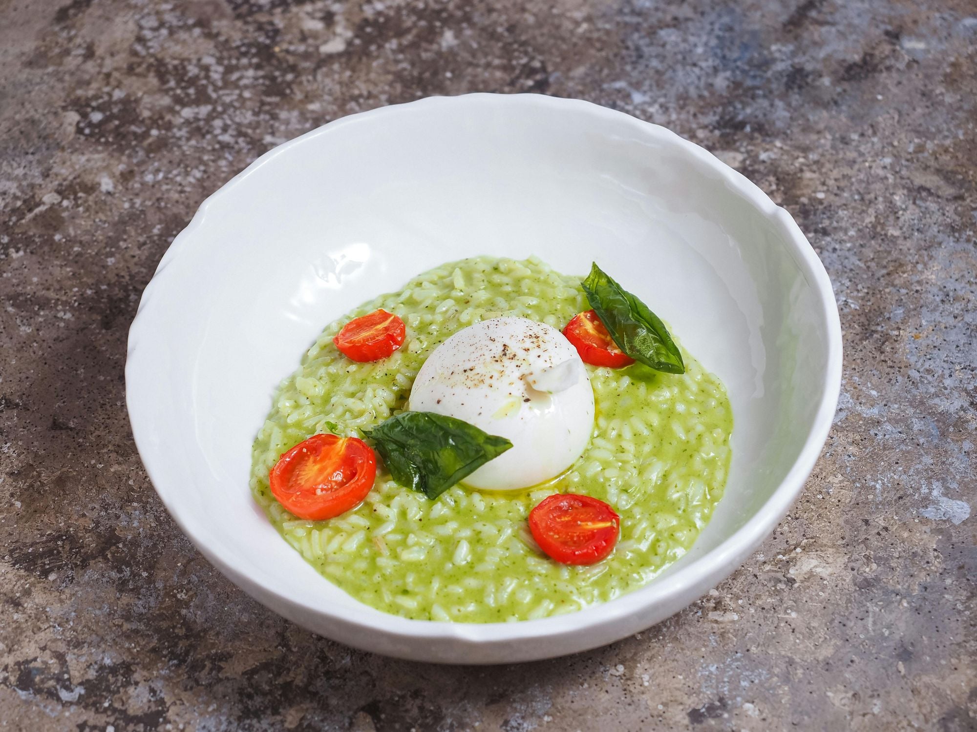 Risotto mit Burrata und Tomaten, Risotto with Burrata and Tomatoes, ITALIAN, Risotto, Burrata, Tomaten, Italienisch, Vegetarisch, CHEESY, CREAMY, VEGETARIAN, LUNCH, DINNER, RICE_MEALS, HEALTHY