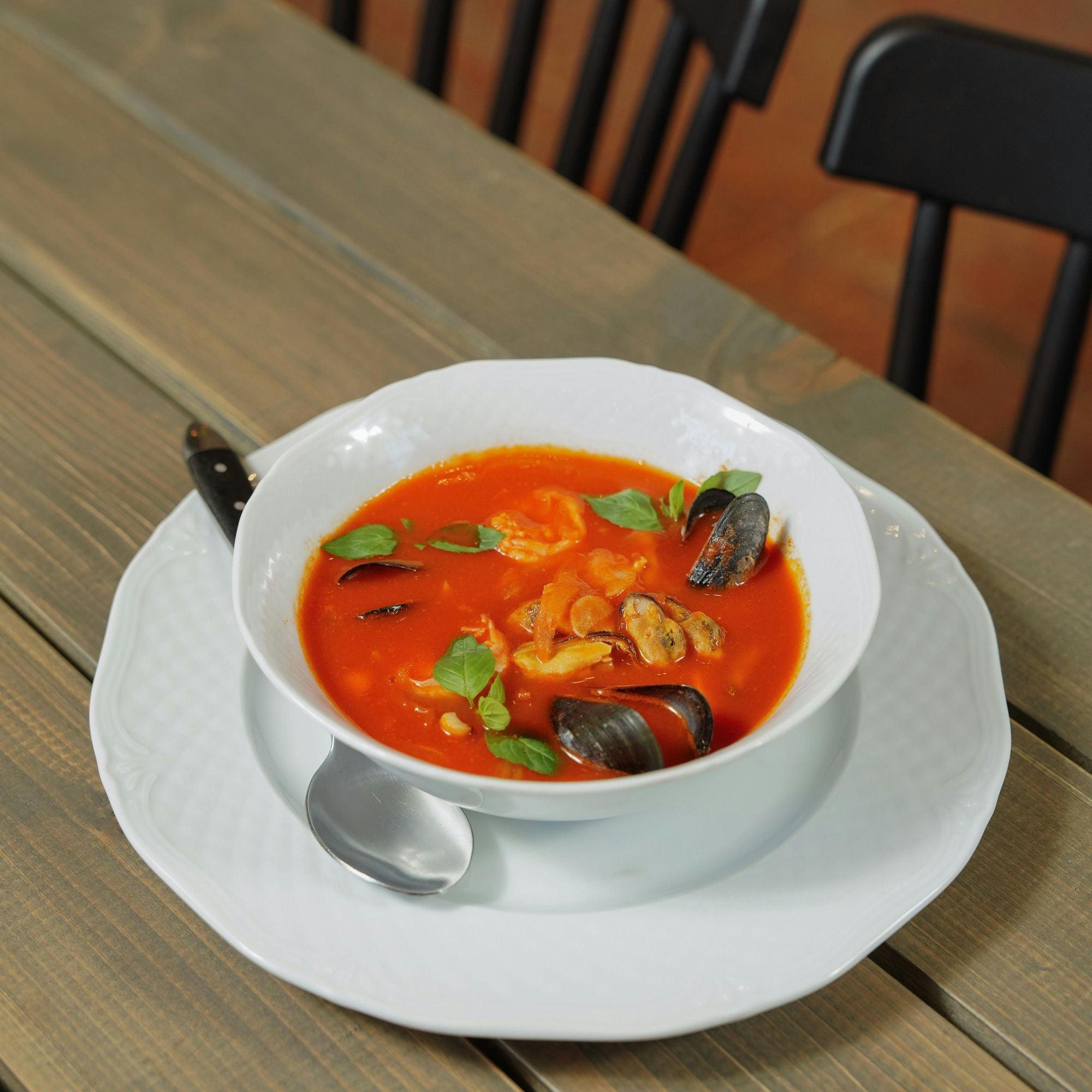Tomatensuppe mit Muscheln, Zuppa di Pomodoro con Cozze, ITALIAN, Muscheln, Basilikum, Gourmet, Italienisch, Suppe, GOURMET, SEAFOOD, LUNCH, DINNER, SOUPS, FISH