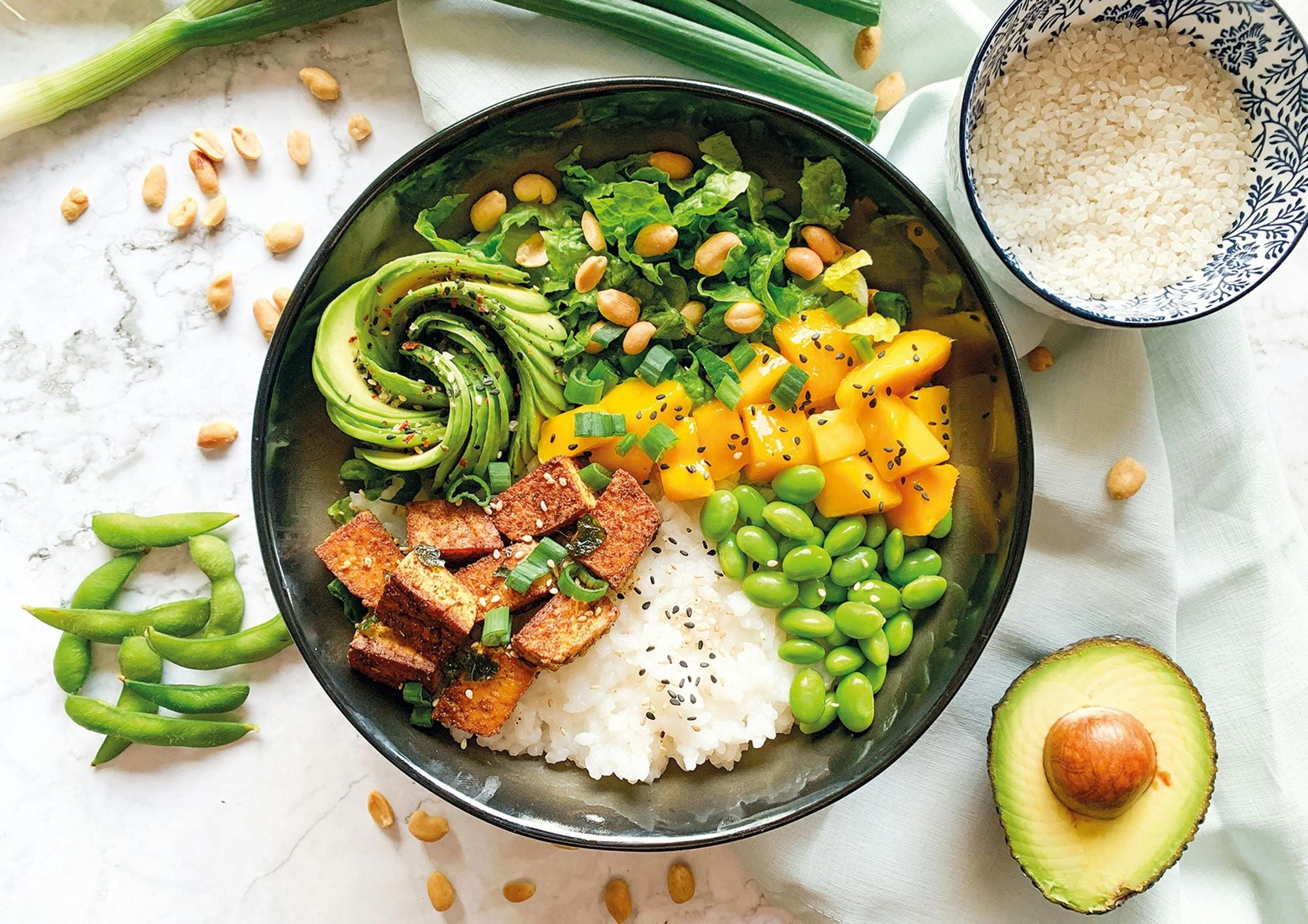 Veganer Poke Bowl, Poke Bowl, HAWAIIAN, Tofu, Avocado, Edamame, Vegan, VEGAN, HEALTHY, LIGHT_MEAL, BOWL, LUNCH, DINNER, RICE_MEALS